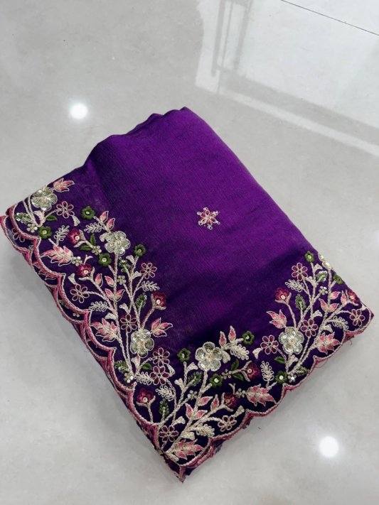 Diwali Festival Best Saree For Premium Purple Colour – view 10