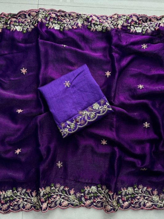 Diwali Festival Best Saree For Premium Purple Colour – view 9