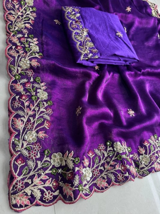 Diwali Festival Best Saree For Premium Purple Colour – view 8