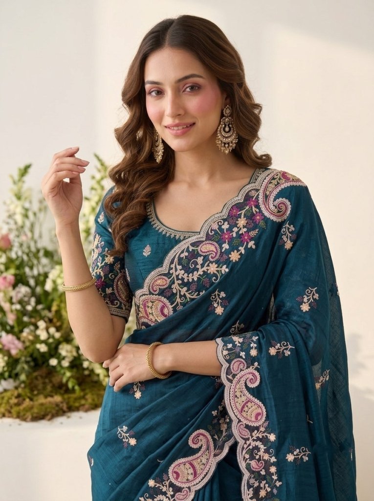 Party & Wedding Wear Soft Space Silk Saree
