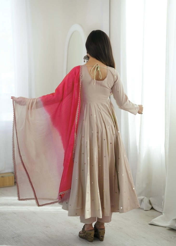 Beautiful Anarkali Real Mirror Designer Three Piece Set