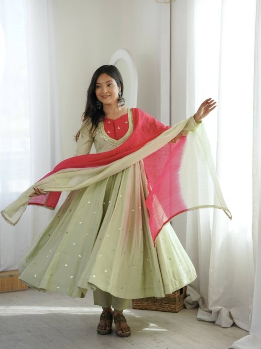 Beautiful Anarkali Real Mirror Designer Three Piece Set – view 6