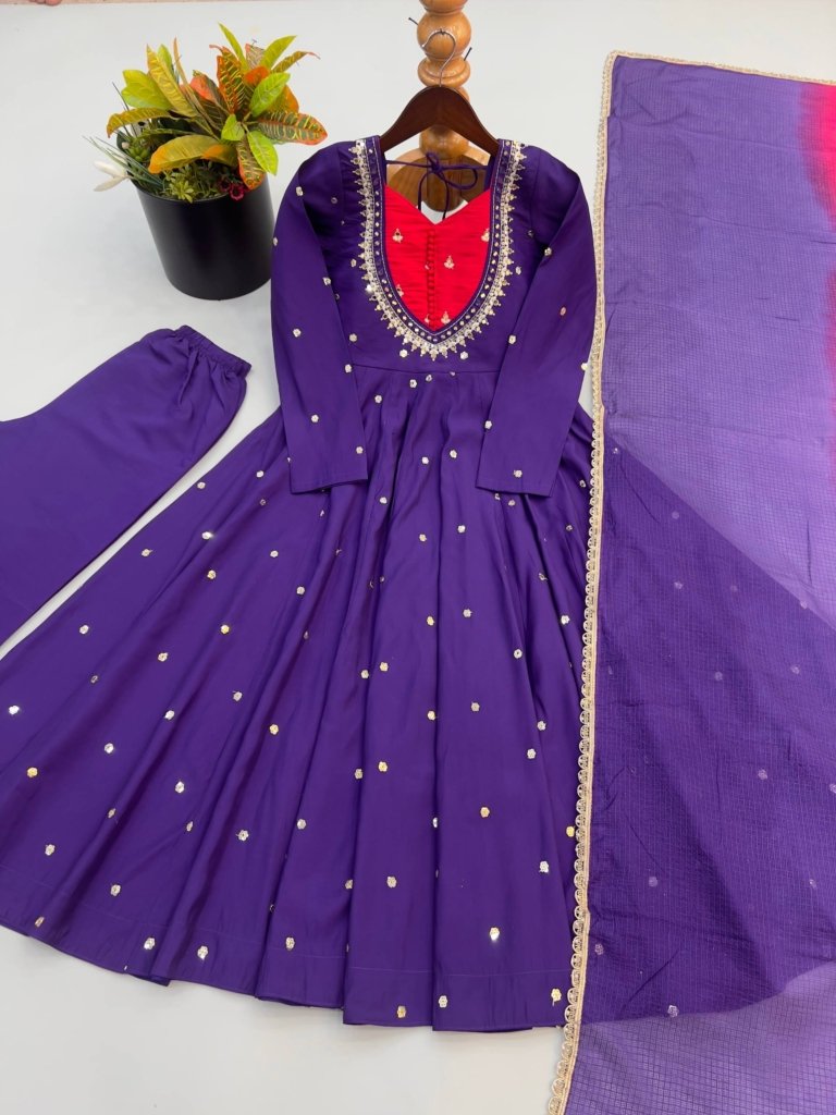 Beautiful Anarkali Real Mirror Designer Three Piece Set