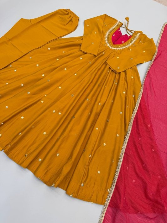 Beautiful Anarkali Real Mirror Designer Three Piece Set – view 13