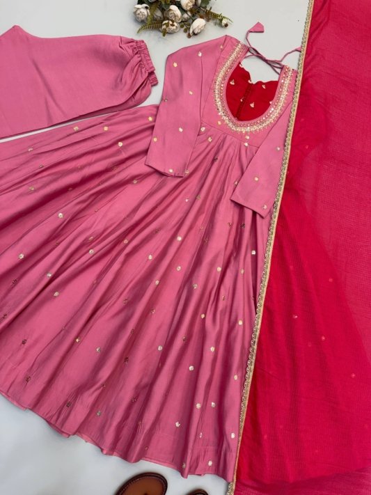 Beautiful Anarkali Real Mirror Designer Three Piece Set – view 11