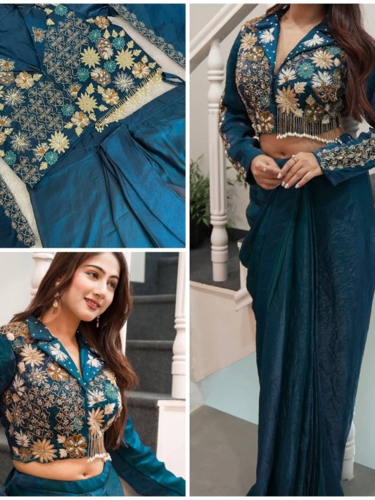 New Western Wear Two Piece Set Saree
