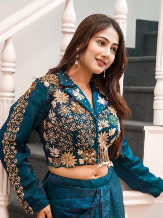 New Western Wear Two Piece Set Saree