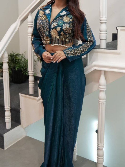 New Western Wear Two Piece Set Saree