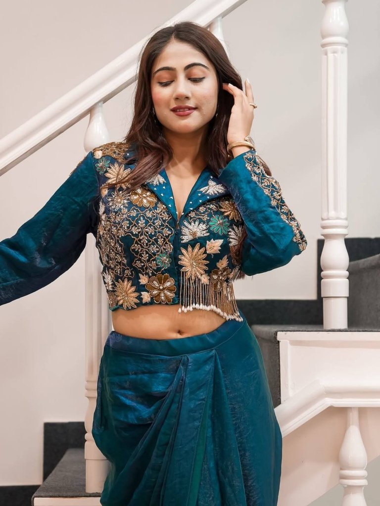 New Western Wear Two Piece Set Saree