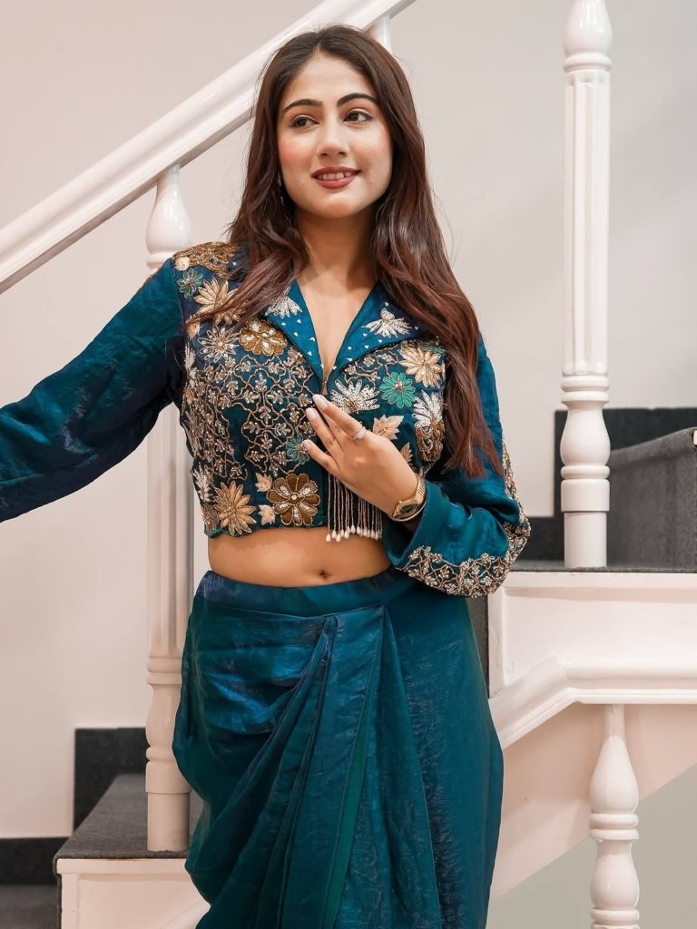 New Western Wear Two Piece Set Saree