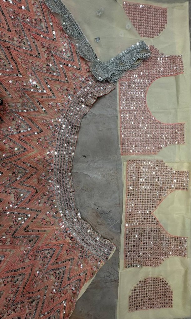 Blush Pink Geometric Mirror Work Premium Designer Lehenga Choli