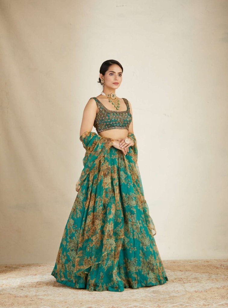 Gorgeous Green Organza Wedding Wear Lehenga Choli