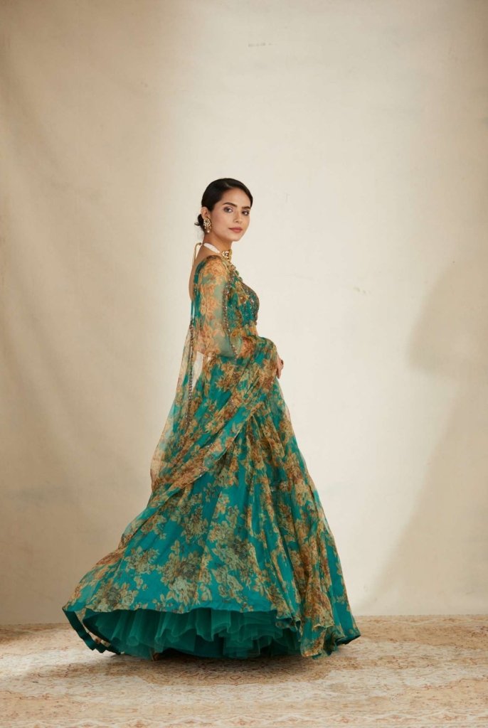 Gorgeous Green Organza Wedding Wear Lehenga Choli