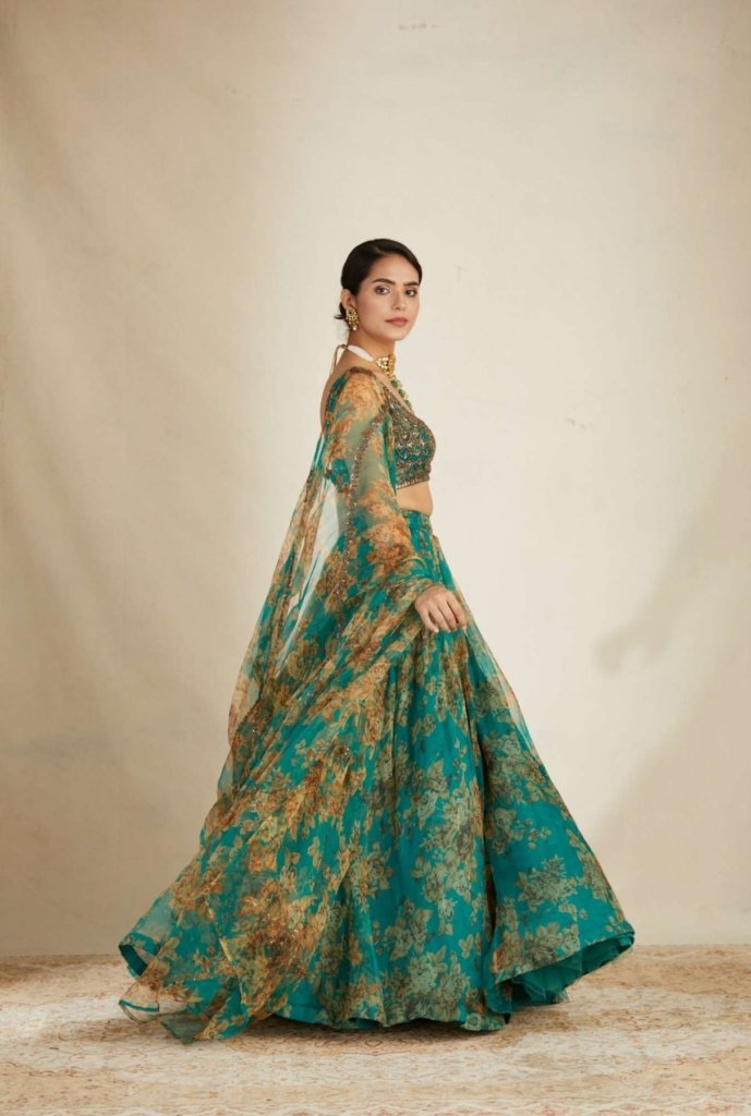 Gorgeous Green Organza Wedding Wear Lehenga Choli