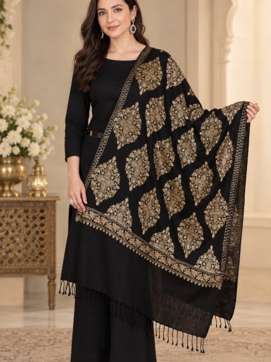 Black Zari Work Heavy Dupatta