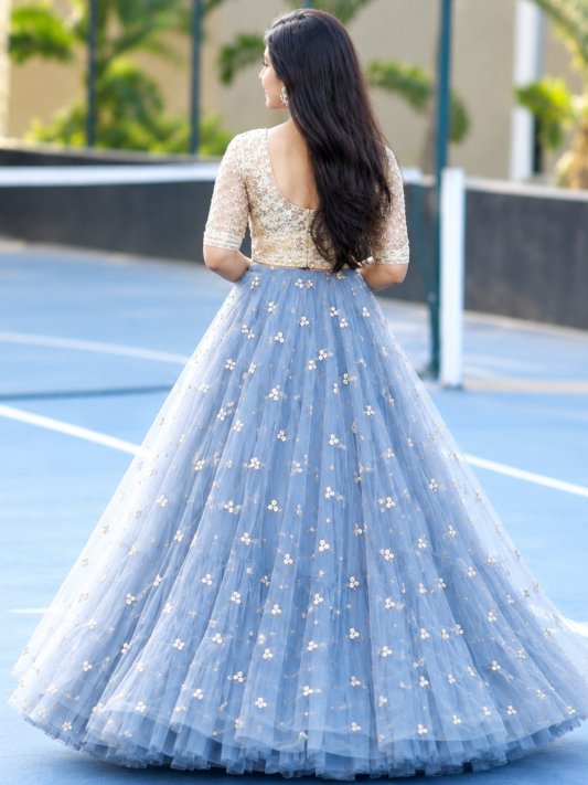 Pretty Grey Color Soft Net Lehenga Choli