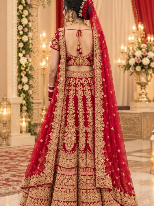 Stylish Red Colour Bridal Lehenga