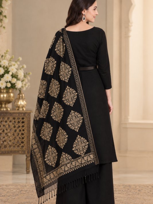 Black Zari Work Heavy Dupatta