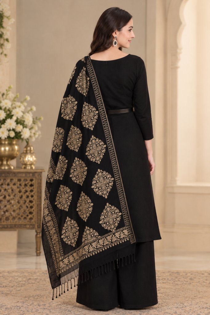 Black Zari Work Heavy Dupatta