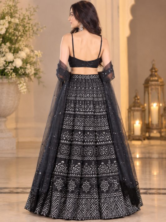 Black & Silver Embroidered Lehenga Set
