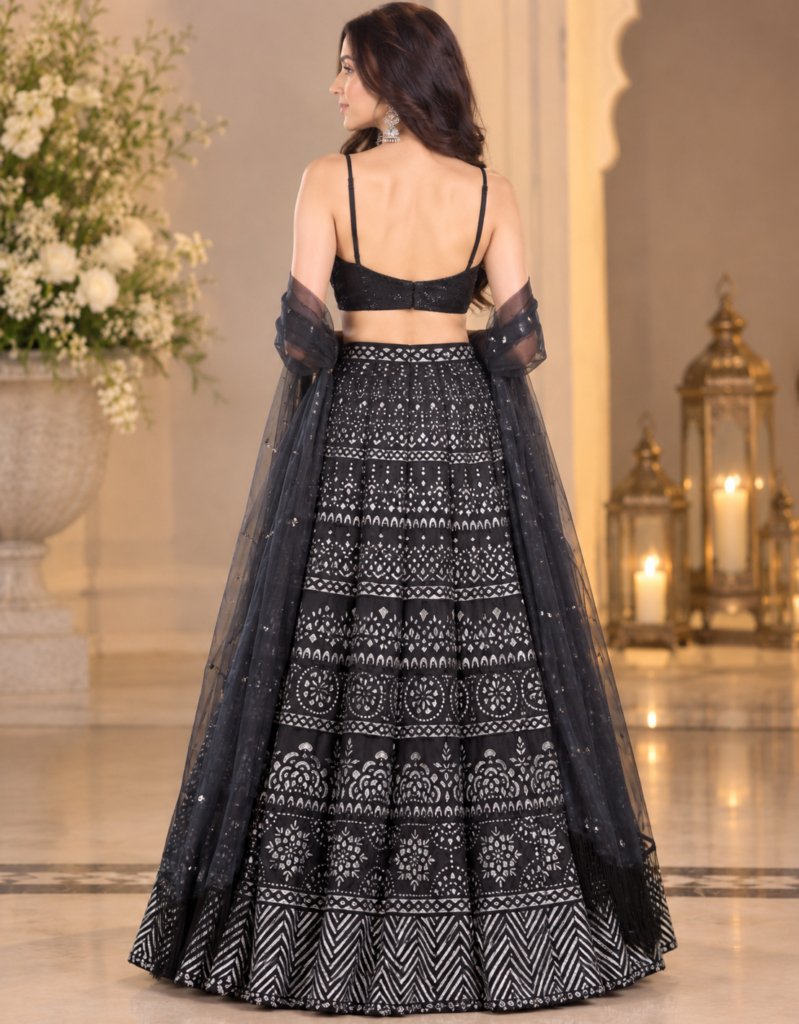Black & Silver Embroidered Lehenga Set