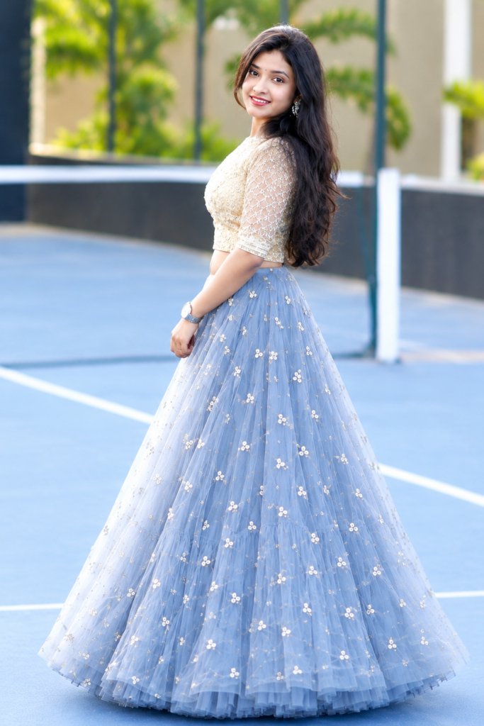 Pretty Grey Color Soft Net Lehenga Choli