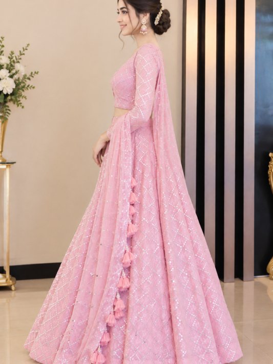 Pink Designer Lehenga Saree – A Perfect Blend of Grace & Glamour