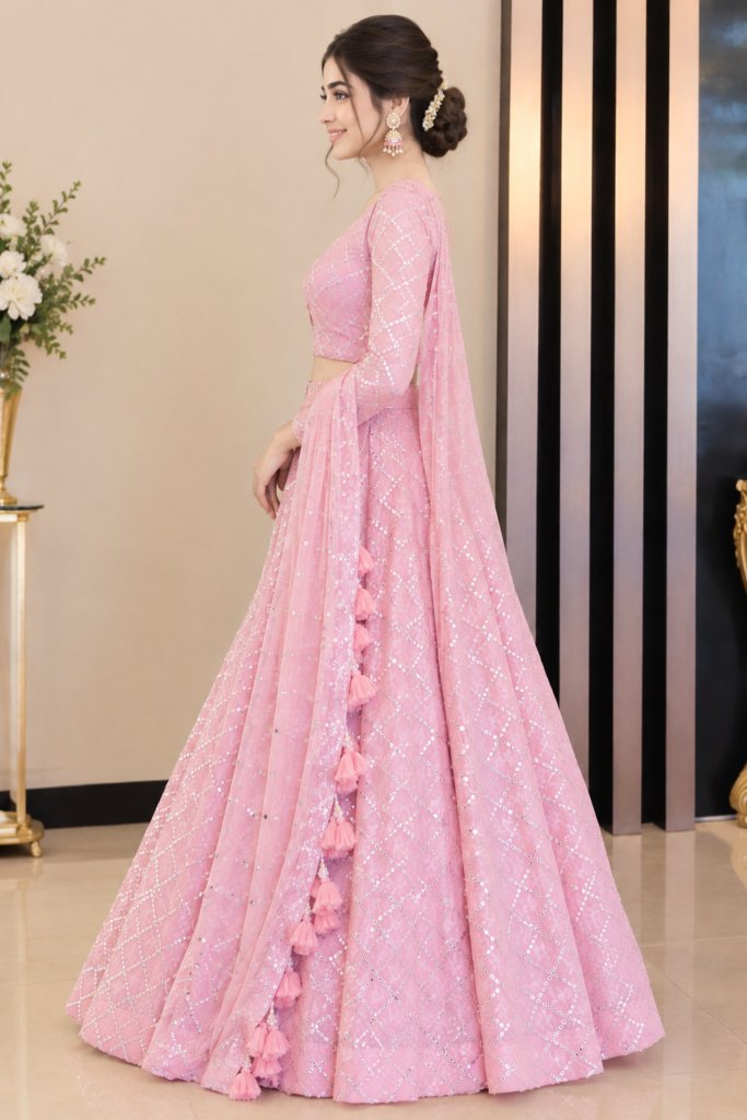 Pink Designer Lehenga Saree – A Perfect Blend of Grace & Glamour