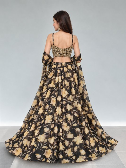 Premium Party Wear Black Lengha choli