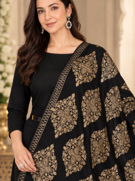 Black Zari Work Heavy Dupatta
