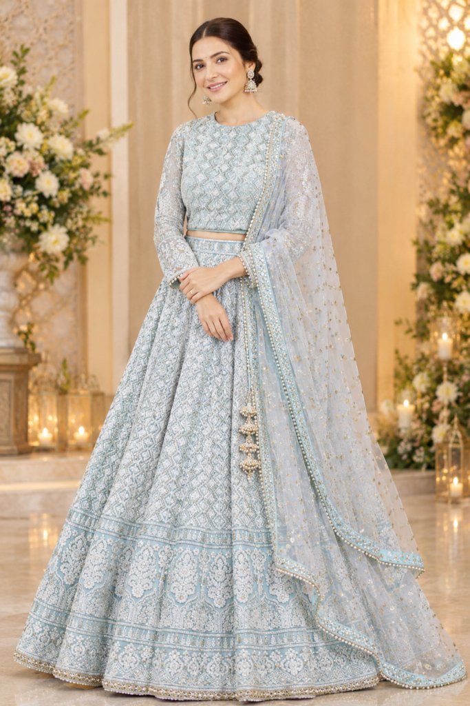 Premium Blue Designer Lehenga Choli Elegant Dupatta for Wedding & Party Wear