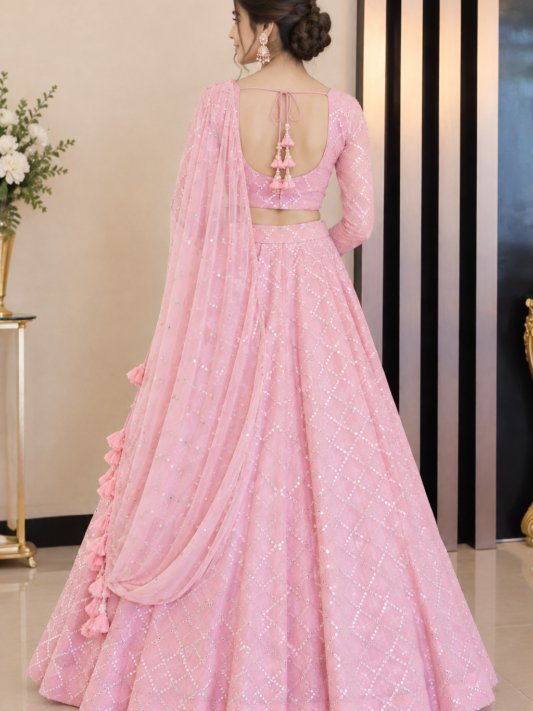 Pink Designer Lehenga Saree – A Perfect Blend of Grace & Glamour
