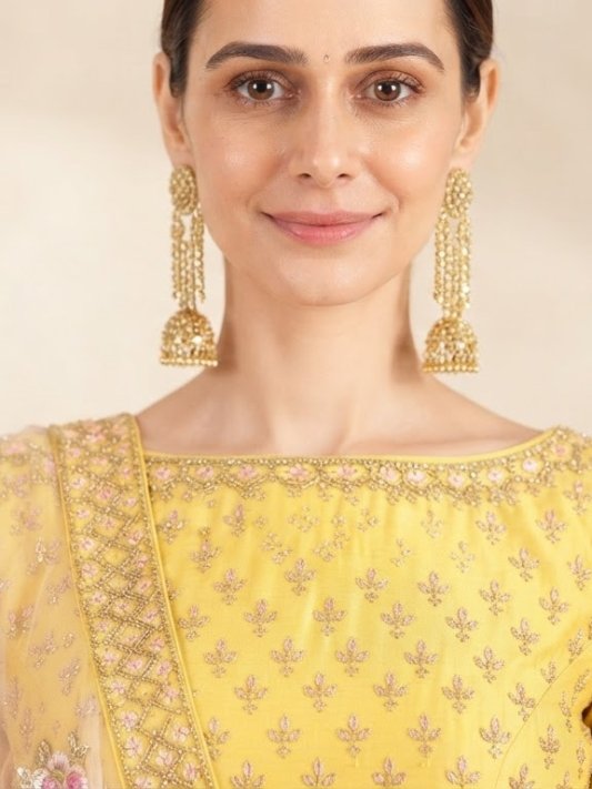 Haldi Rasam Lehenga Set With Zardosi Sequins Choli And Dupatta – view 13