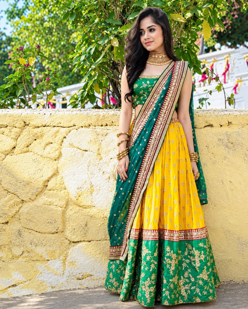 Jannat Zubair Wear Designer Yellow Colour Lehenga Choli