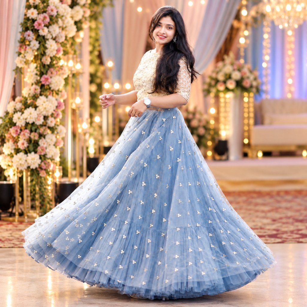 Pretty Grey Color Soft Net Lehenga Choli