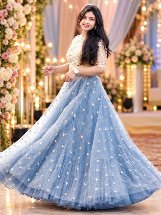 Pretty Grey Color Soft Net Lehenga Choli