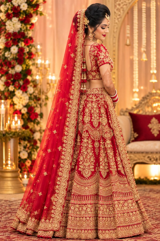 Stylish Red Colour Bridal Lehenga