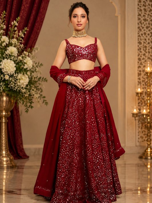 Tamannaah Bhatia Designer Lehenga With Mirror Work