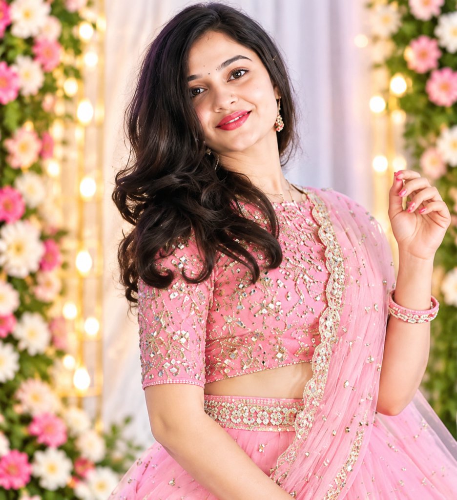 Pink Butterfly Mono Net New Launch Party Wear Lehenga Choli