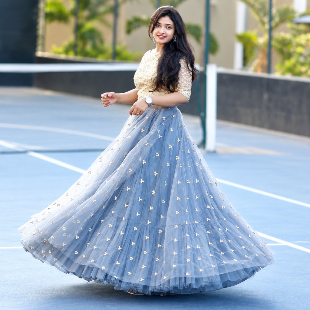 Pretty Grey Color Soft Net Lehenga Choli