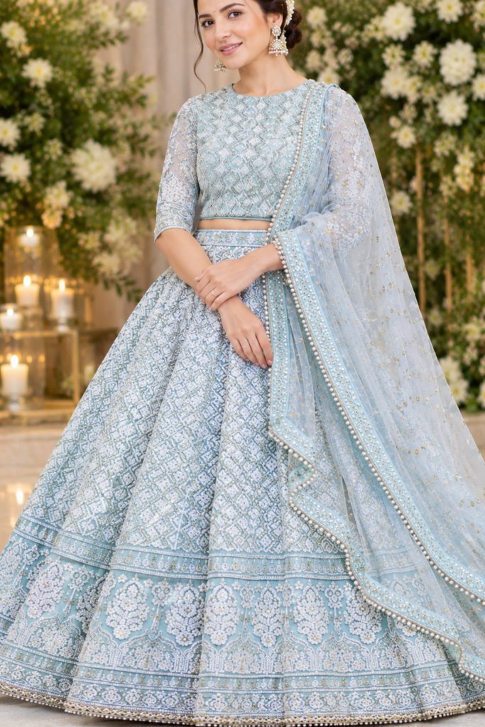 Premium Blue Designer Lehenga Choli Elegant Dupatta for Wedding & Party Wear