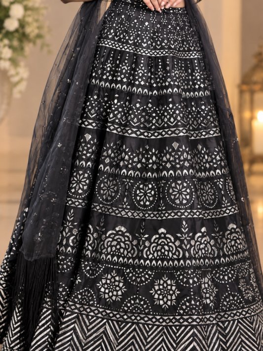 Black & Silver Embroidered Lehenga Set