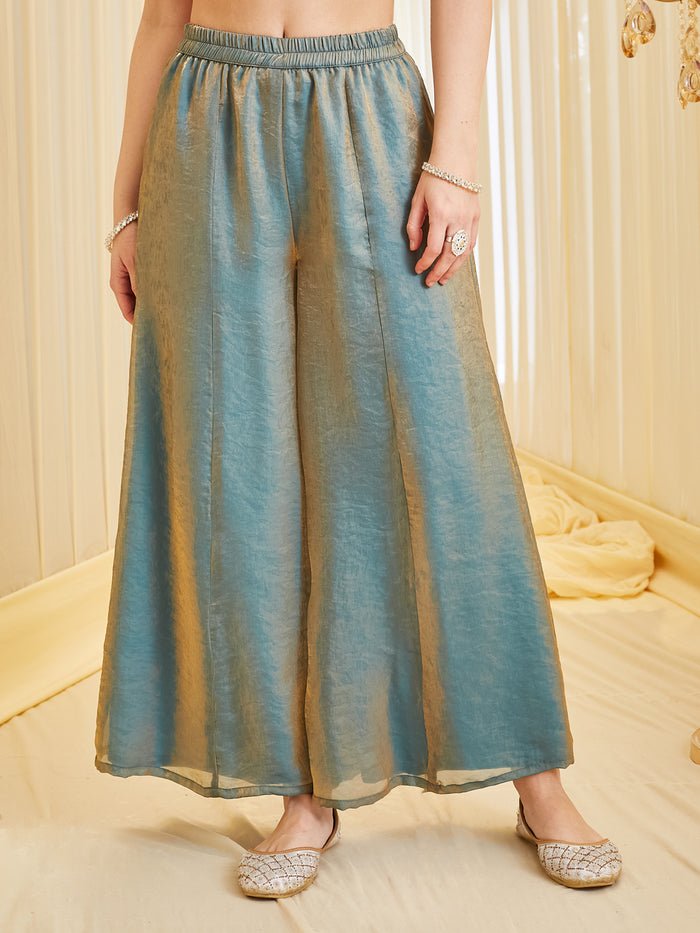 Kurta Palazzo And Dupatta Set Embroidered Silk Flared