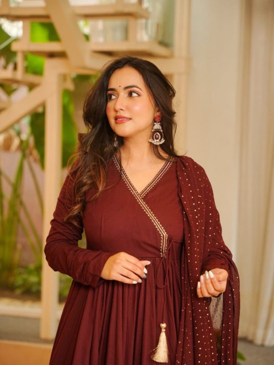 Women Silk Blend Kurta Palazzo Dupatta Set