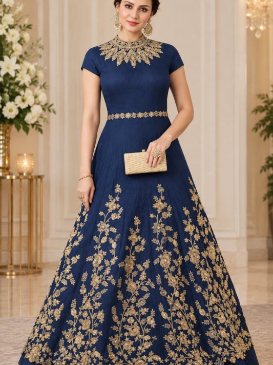 Art Silk Embroidered Work Desinger Anarkali Suit
