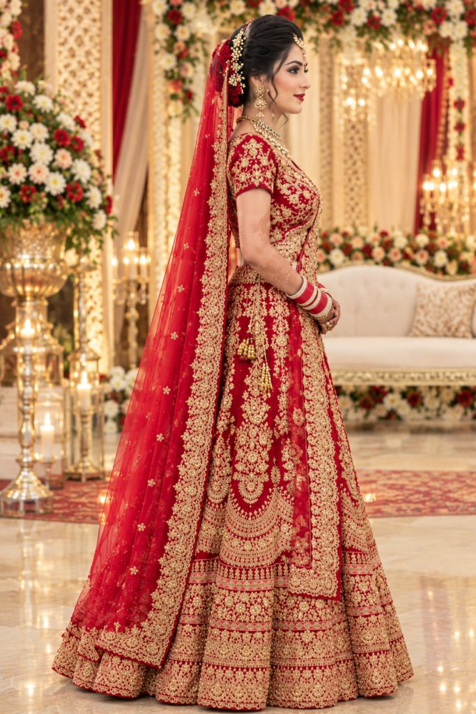 Stylish Red Colour Bridal Lehenga
