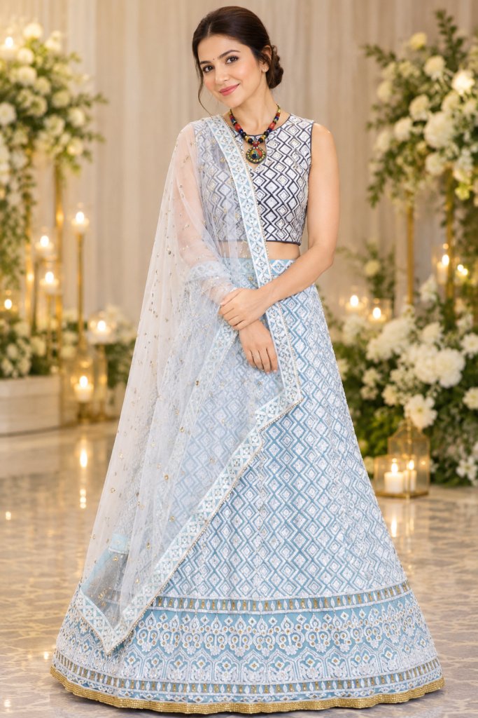 Premium Blue Designer Lehenga Choli Elegant Dupatta for Wedding & Party Wear