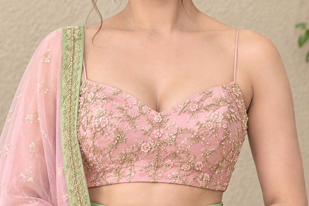 Pista Green Wedding & Party Designer Net Sequence Work Lehenga Choli