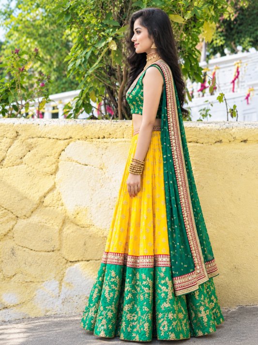 Jannat Zubair Wear Designer Yellow Colour Lehenga Choli
