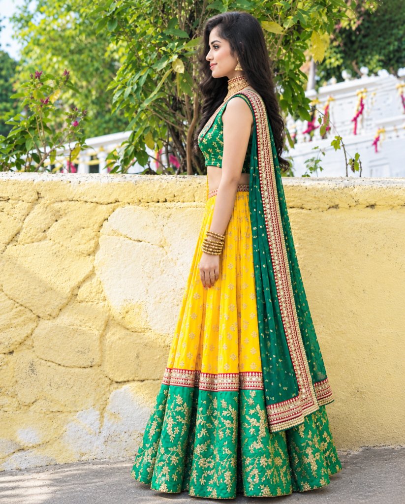 Jannat Zubair Wear Designer Yellow Colour Lehenga Choli